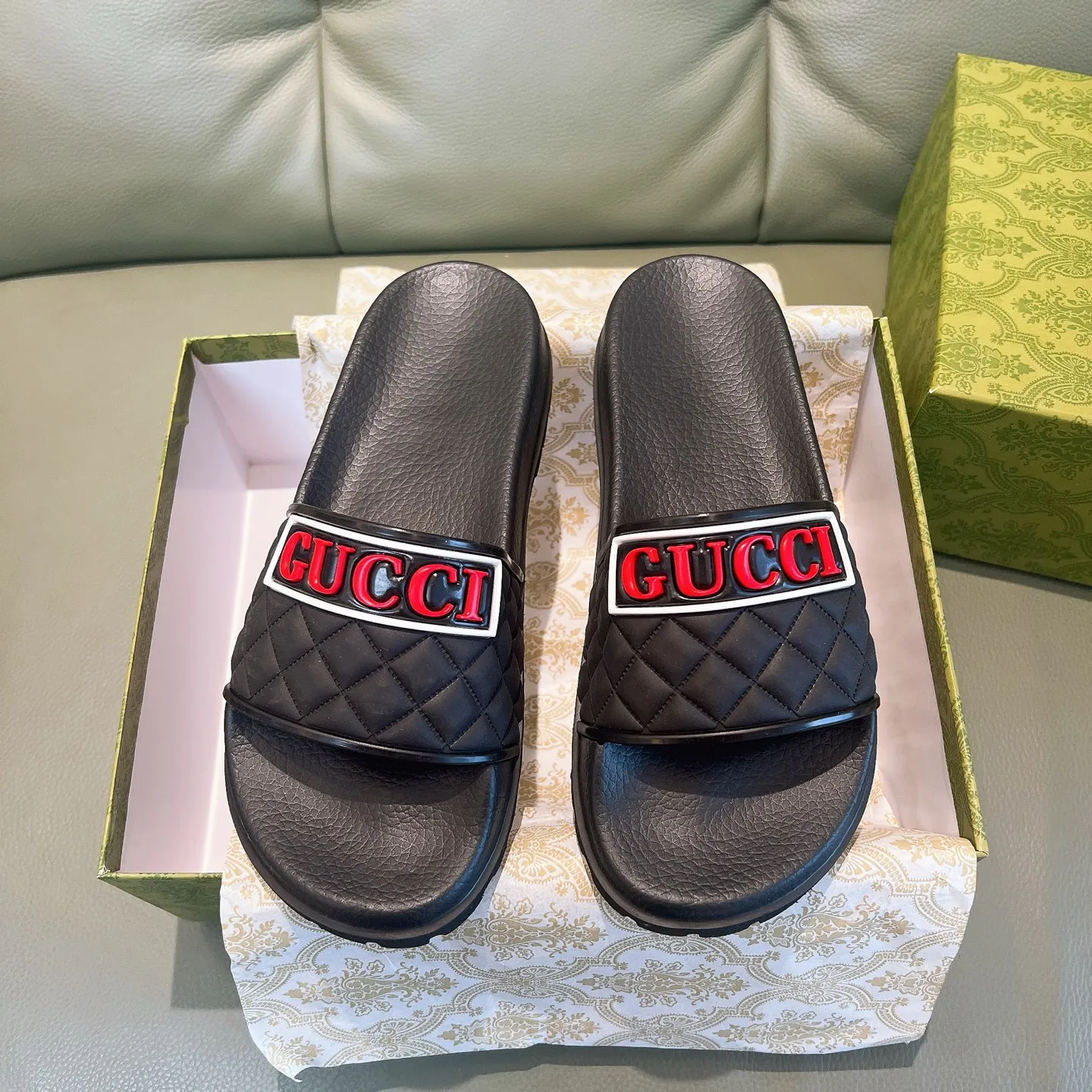 Men's Men's Shoes 130🐮🐮Gucci Gucci Slippers Gucci 2024 latest beach sandals slippers Original molding double G LOGO Original molding consistent Outsole: Men's Men's Shoes u double-layer outsole Size: 35-46